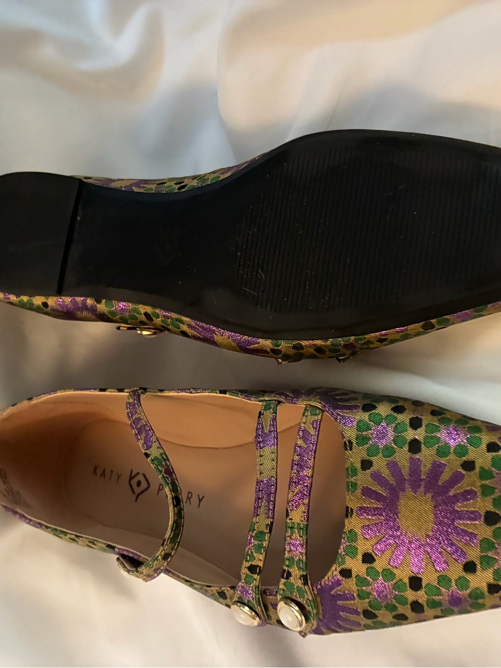 Katy Perry Collections Green and Purple Floral Double-Strap Mary Jane Flats - Picture 4 of 4